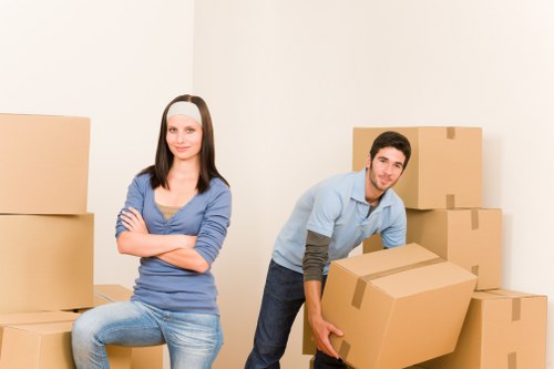 Furniture and boxes arranged for delivery into a Dulwich home