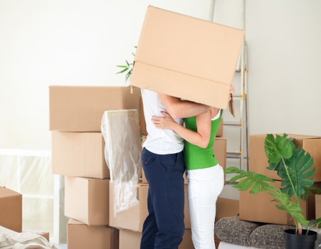 Prepared boxes and furniture staged for a house removal in Dulwich